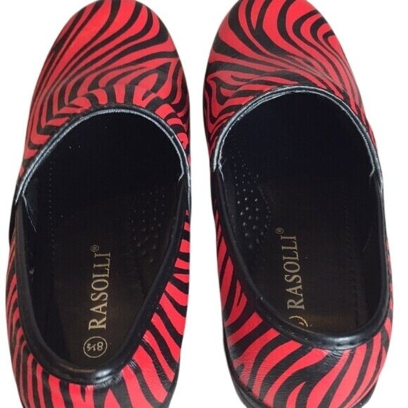 Rasolli Red & Black Zebra Print Slip-On Shoes Size 8.5 - Picture 3 of 6